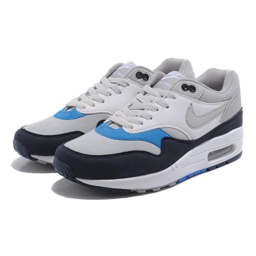 Restock Sale Men's Nike Air Max 1 Shoes White Blue Navy Online Discount ...