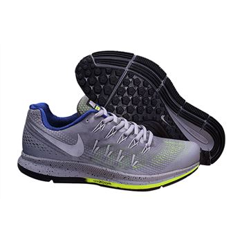Men's Nike Air Zoom Pegasus 33 Running Shoes Grey/Fluorescent Green