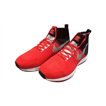 Men's Nike Air Zoom Pegasus All Out Flyknit Running Shoes Total Crimson/Black/Grey