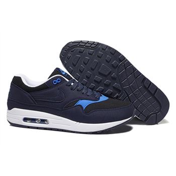 Buy Online Men's Nike Air Max 1 Shoes Navy Blue Black Cheap Sale