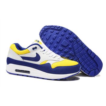 Cheap Retail Men's Nike Air Max 1 Shoes Blue Yellow White For Sale Online