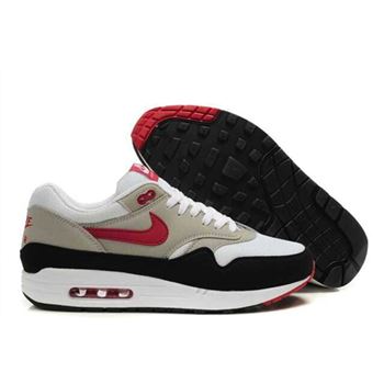 Cheap Price Men's Nike Air Max 1 Shoes Black Beige Red On Clearance