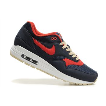 Shop Online Men's Nike Air Max 1 Shoes Navy Red Outlet Sale