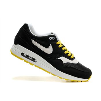 Cheap Retail Men's Nike Air Max 1 Shoes Black White Yellow For Sale Online
