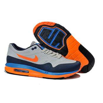 Outlet Clearance Men's Nike Air Max 1 Shoes Gray Navy Orange Cheap Shop
