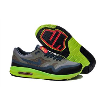 Cheap Retail Men's Nike Air Max 1 Shoes Gray Blue Flurorescent Green For Sale Online