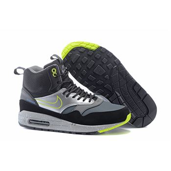 Online Shopping Women's Nike Air Max 1 Mid Sneakerboot LB QS Boots Black/Silver/Lime 685269-002 Clearance Sale
