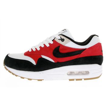 Discount Women's Nike Air Max 1 Running Shoes White/Black/Varsity Red 308866-101 Restock Sale
